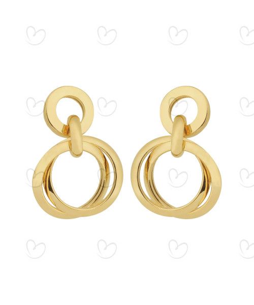 Brinco Elos Redondo Duplo Ouro 18k