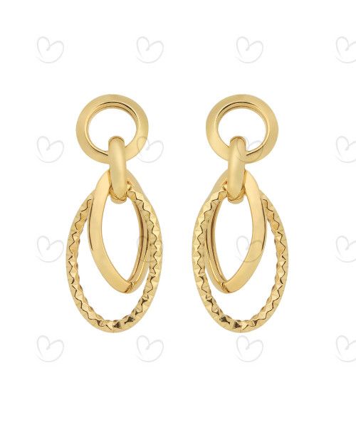 Brinco Elos Liso e Diamatado em Ouro 18k
