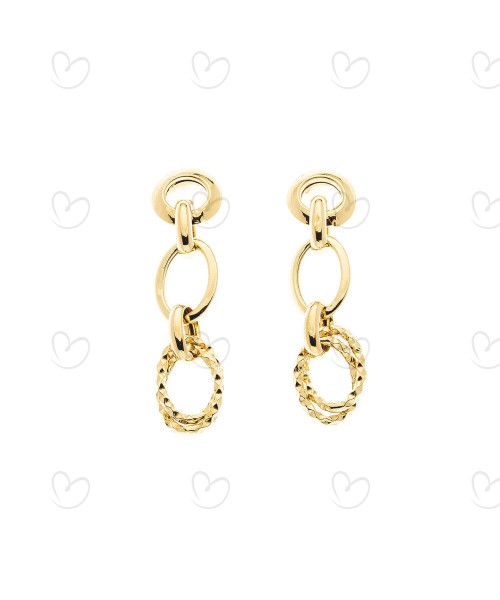 Brinco com Argolas Diamantadas e Lisas Ouro 18k