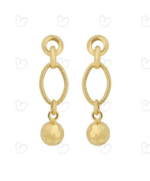 Brinco Elos com Bolinha em Ouro 18k