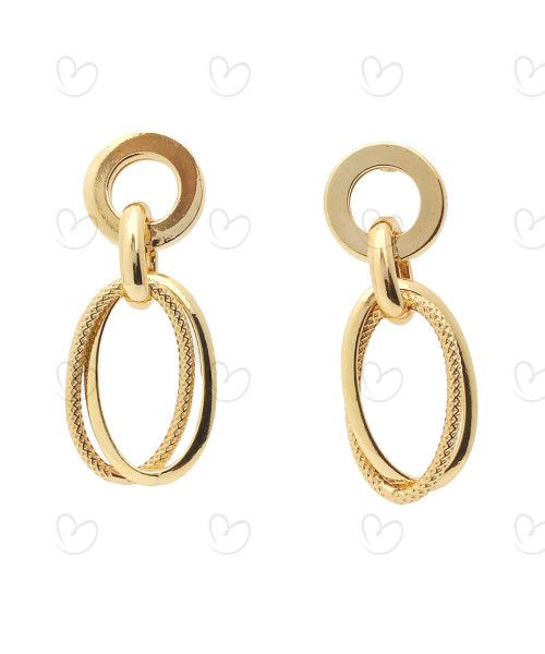 Brinco Mix de Elos Pendurados Amarelo Ouro 18k