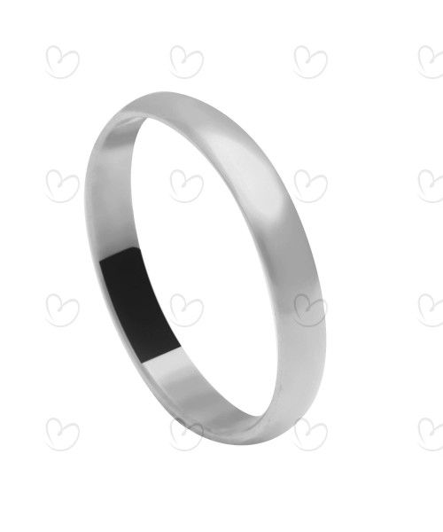Aliança Abaulada Fina Lisa 3.3mm Ouro Branco 18k