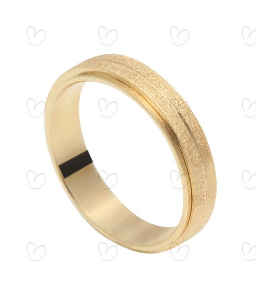 Aliança Reta com Detalhes Fosco Ouro 18k