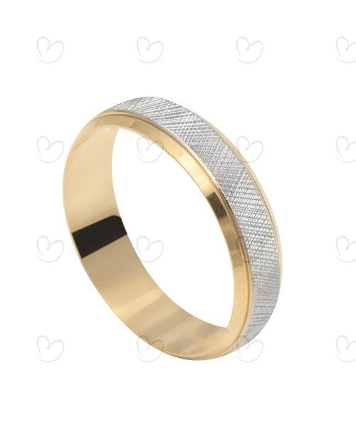 Aliança Reta com Ouro Branco e Detalhes Diamatandos Ouro Branco 18k