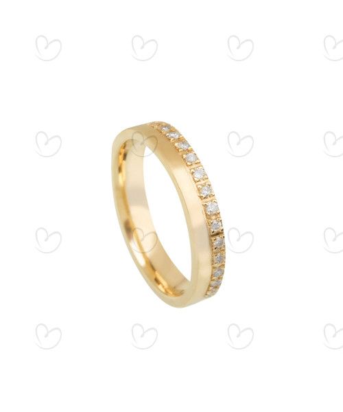 Aliança Quadrada 3.5mm Com Diamantes Ouro 18k
