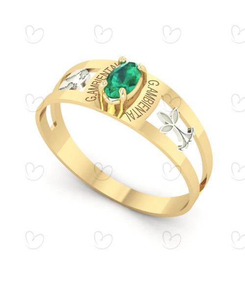 Anel Formatura Gestão Ambiental Oval 3mm x 5mm Ouro 18k