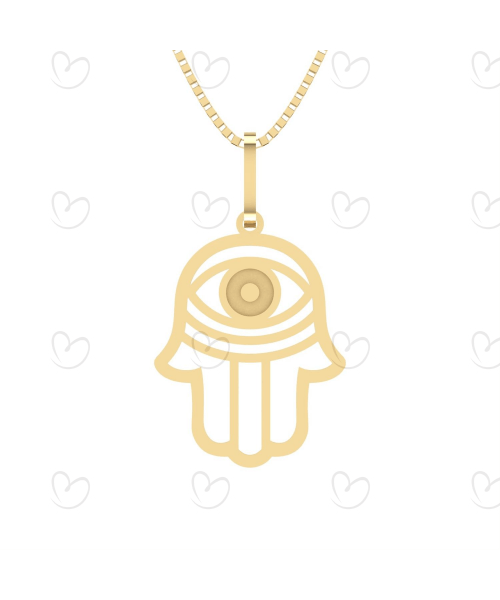 Pingente Mão de Fátima com Detalhe Fosco Ouro 18k