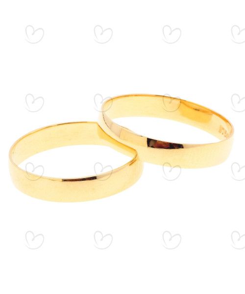 Par Aliança Abaulada Lisa 3.75mm Ouro 18k