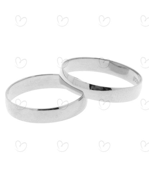 Par Aliança Abaulada Lisa 3.75mm Ouro Branco 18k