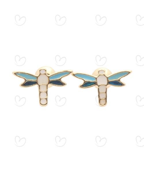 Brinco Baby de Libélula com Resina Ouro 18k