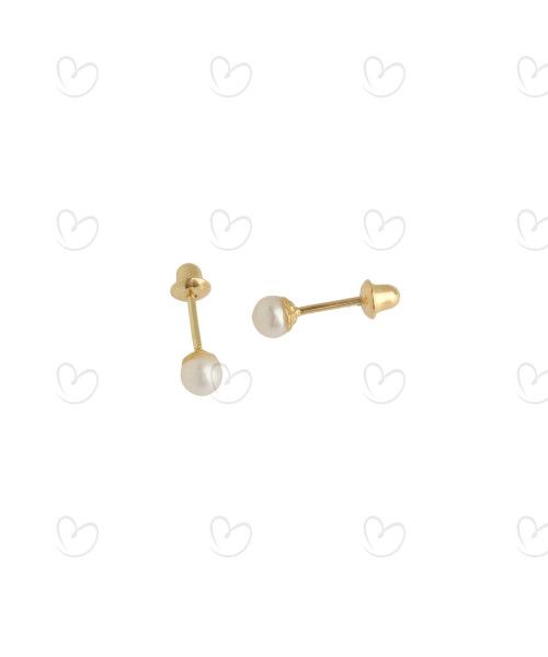Brinco Baby Pérola 3mm Ouro 18k