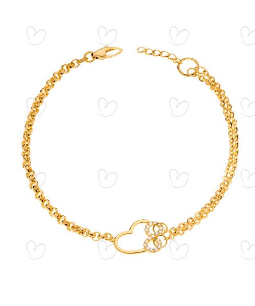 Pulseira Mix de Malhas Coração com Infinito Ouro 18k
