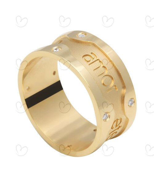 Aliança Amor Eterno com Pedras Ouro 18k