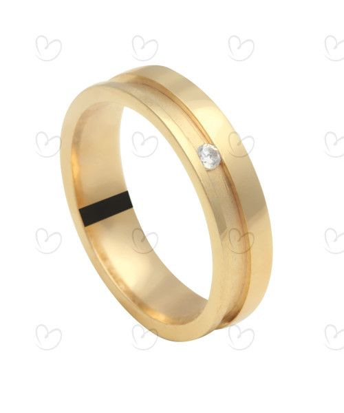 Aliança Comfort Fosca e Lisa 1 Pedra Ouro 18k