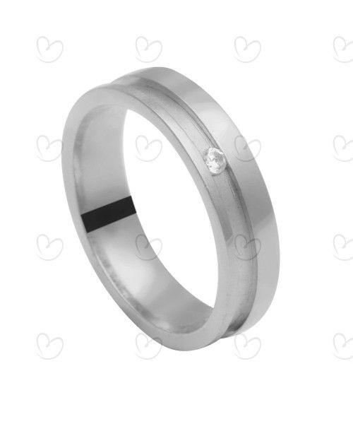 Aliança Comfort Fosca e Lisa 1 Pedra Ouro Branco 18k