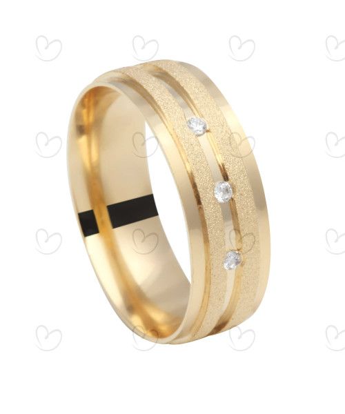 Aliança Comfort com Pedras e Detalhes Diamantados Ouro 18k