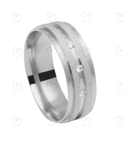 Aliança Comfort com Pedras e Detalhes Diamantados Ouro Branco 18k