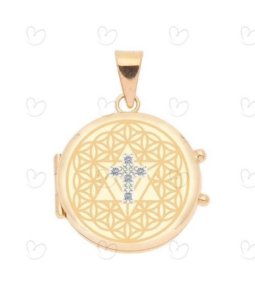 Pingente Relicário Redondo Personalizado Ouro 18k
