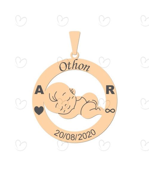 Pingente Menino Nascimento Frase Personalizada Ouro 18k