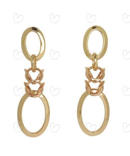 Brinco Bicolor Elos Trabalhados Ouro 18k