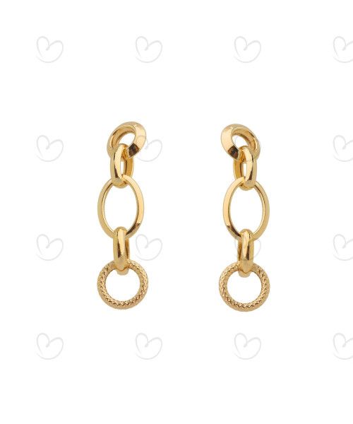 Brinco Elos Redondos Estilizados Ouro 18k