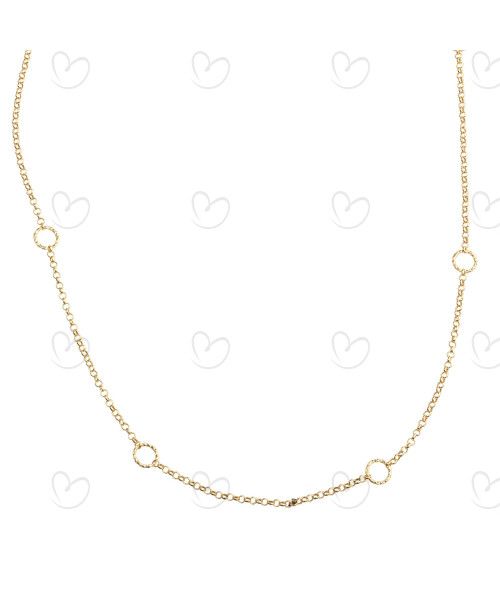 Corrente Portuguesa com Argolas Diamantadas 60cm Ouro 18k
