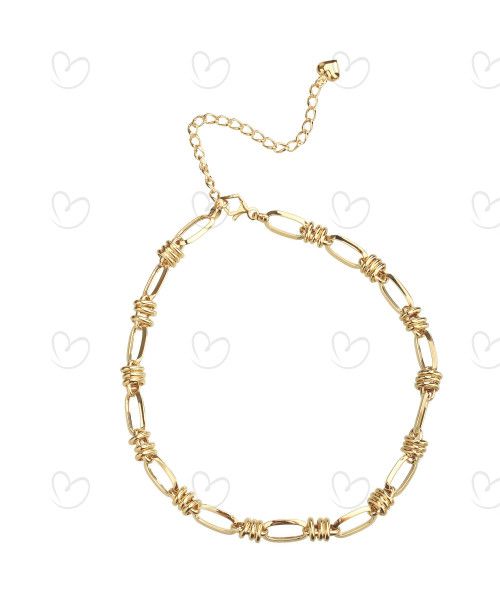 Choker com Mix de Elos Ovais com 35cm Ouro 18k