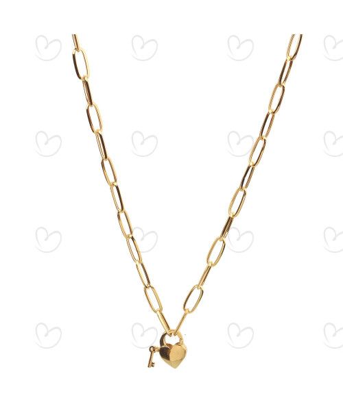 Gargantilha Cartier com Fecho Coração Cadeado 45cm Ouro 18k
