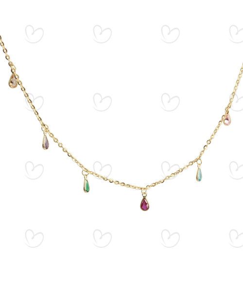Choker Gotas Coloridas Ouro 18k