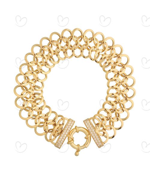 Pulseira Escama de Peixe 21cm Ouro 18k