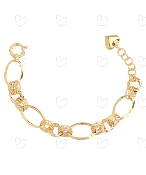 Pulseira Elos Lisos e Triplo Fosco Ouro 18k