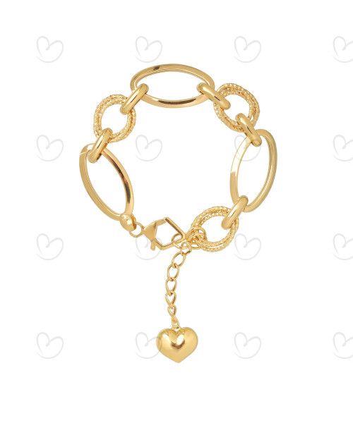 Pulseira Argolas Oval Lisa e Diamantada Ouro 18k