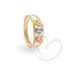 Anel Coração Tricolor Diamantado Ouro 18k