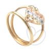 Anel de Coração Tricolor Diamantado Ouro 18k