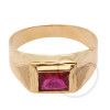 Anel Formatura com Pedra de Zircônia 5x7mm Ouro 18k
