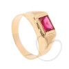 Anel Formatura com Pedra de Zircônia 5x7mm Ouro 18k
