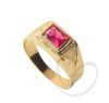 Anel Formatura com Pedra de Zircônia 5x7mm Ouro 18k