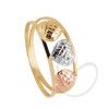 Anel Aro Duplo Tricolor Três Corações Diamantado Ouro 18k