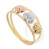 Anel Aro Duplo Tricolor Três Corações Diamantado Ouro 18k