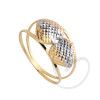 Anel Aro Duplo com Dois Corações Tricolor Diamantado Ouro 18k