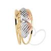 Anel Aro Duplo com Dois Corações Tricolor Diamantado Ouro 18k