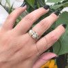 Anel Aro Duplo com Dois Corações Tricolor Diamantado Ouro 18k