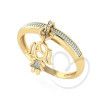 Anel Menina Falsa Pedra com Pingente Ouro 18k