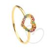 Anel Coração Rainbow Colorido Ouro 18k