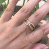 Anel 5 aros com Fileiras de Pedras Ouro 18k
