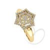 Anel Sextavo Estrela com Pedras de Zircônia Ouro 18k