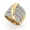 Anel Pavê Quatro Aros com Zircônias Cravejadas Ouro 18k