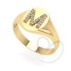 Anel Chancela Oval Letra E Ouro 18k