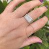 Anel Chancela Quadrado Grande Pavê Ouro 18k