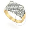 Anel Chancela Quadrado Grande Pavê Ouro 18k